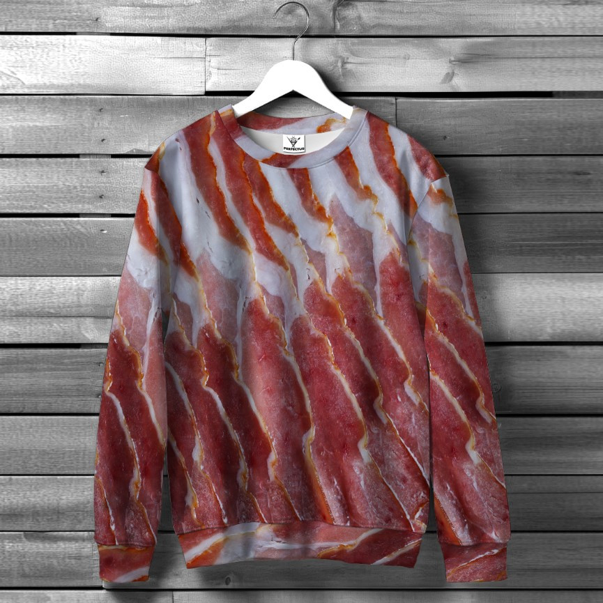 Світшот "З беконом текстура бекона м'ясо" оверсайз унісекс ВСІ розміри Преміум тканина