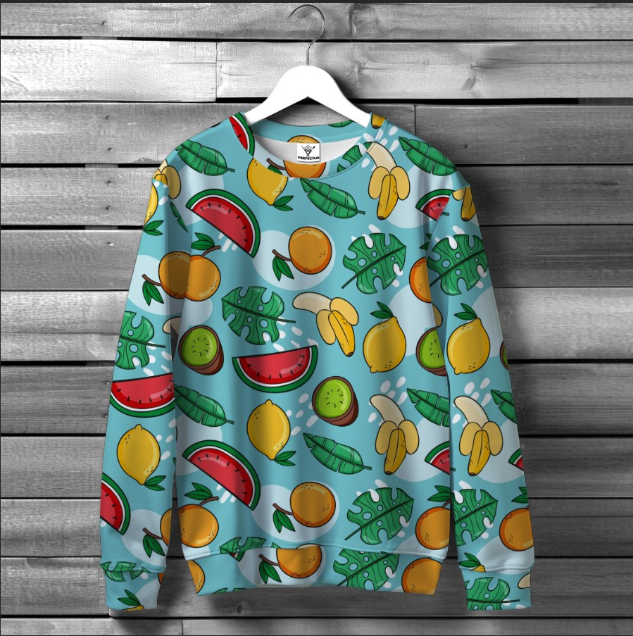 Світшот "Екзотичні фрукти банани кавуни ківі" оверсайз унісекс ВСІ розміри Преміум тканина