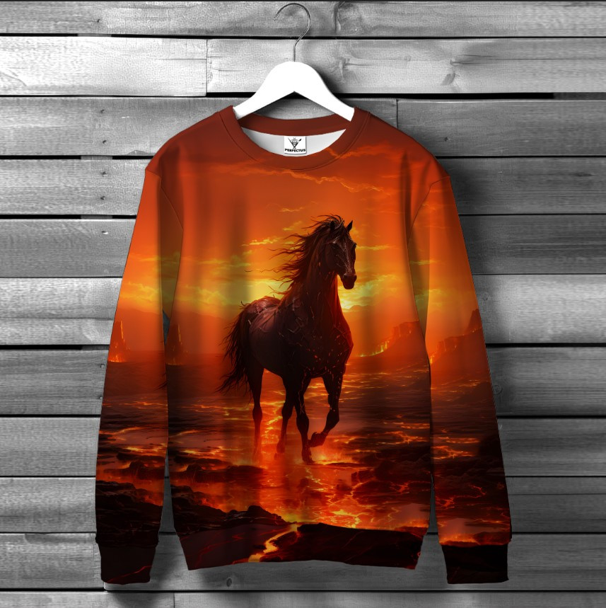 Світшот "Вогняний кінь 3" оверсайз унісекс ВСІ розміри Преміум тканина
