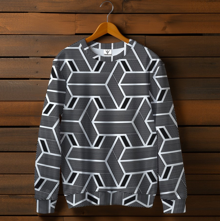 Світшот "Арт деко геометричні орнаменти чорно-білий" оверсайз унісекс ВСІ розміри Преміум тканина