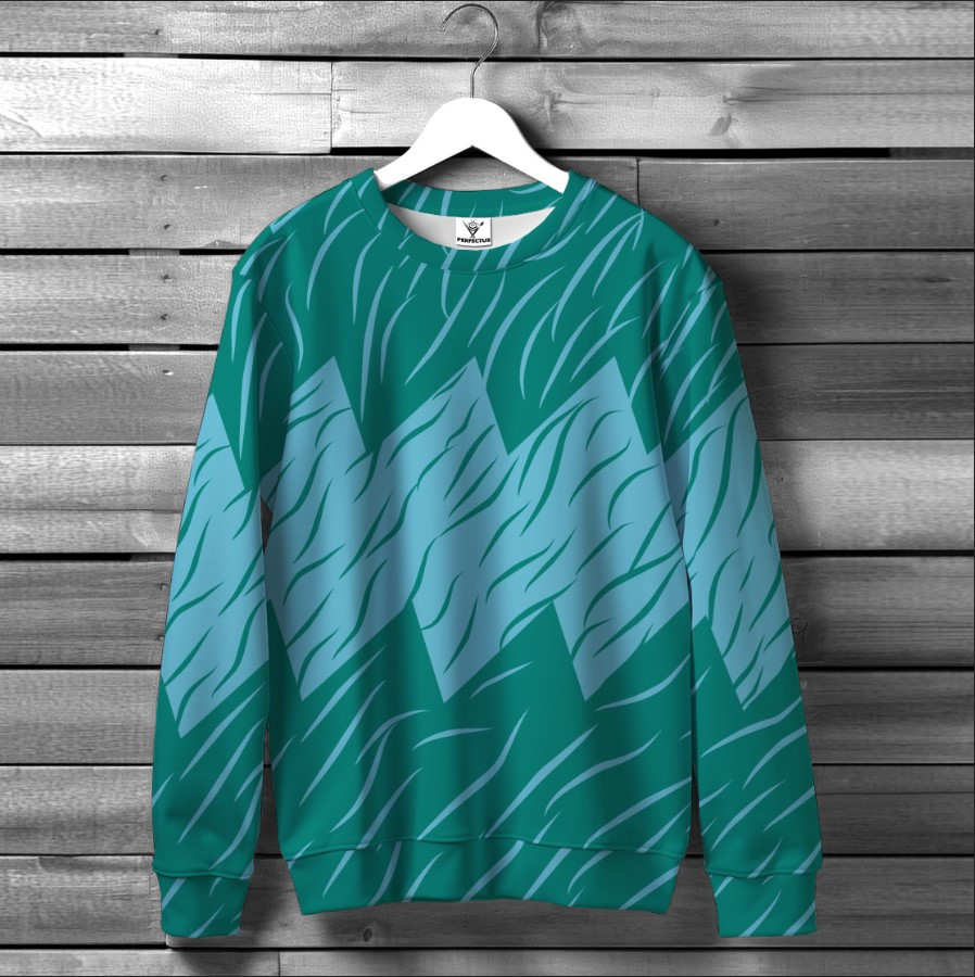 Світшот "Абстракція зелені смужки геометричні визерунки" оверсайз унісекс ВСІ розміри Преміум тканина