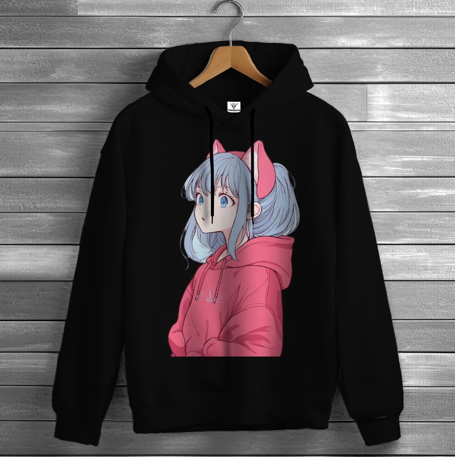 Толстівка Аніме дівчина кішка 4 худі оверсайз унісекс ВСІ розміри Преміум тканина