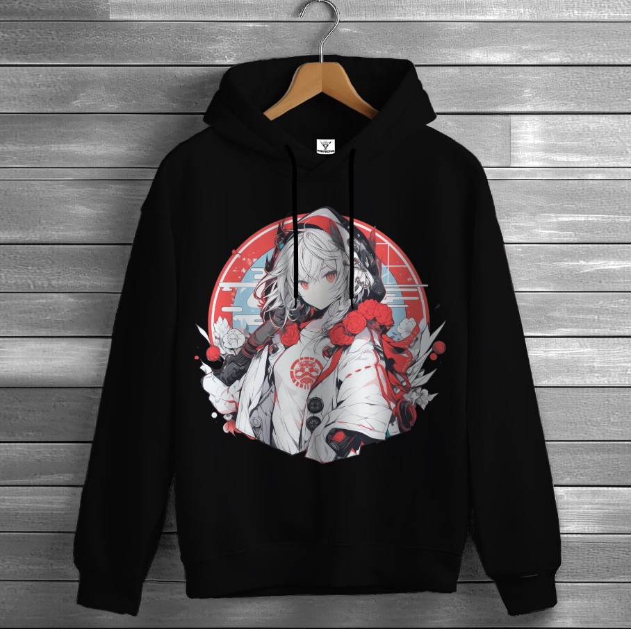 Толстівка Аніме дівчина з квітами худі оверсайз унісекс ВСІ розміри Преміум тканина