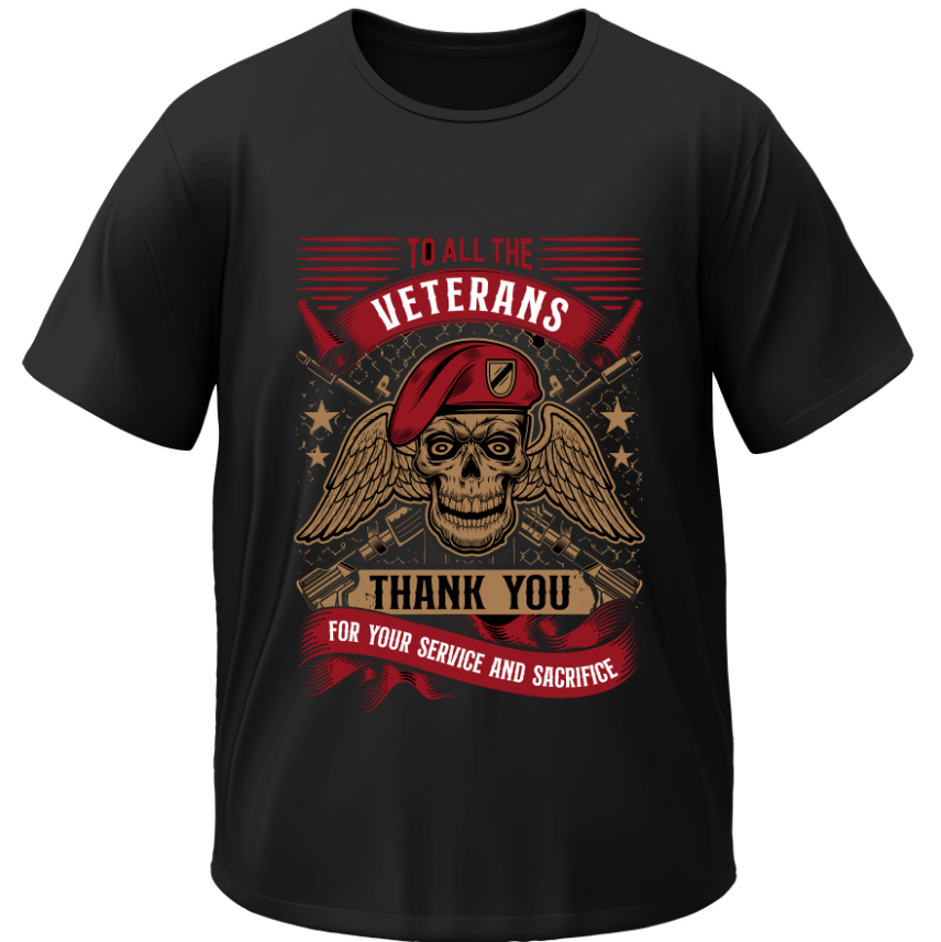 Футболка "Арт череп військовий ветеран крила зброя" унісекс ВСІ розміри Преміум тканина