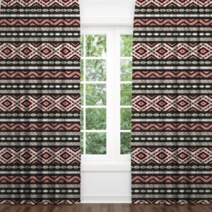 Штори Чорно червона вишиванка геометричні орнаменти візерунки етнічний стиль 145 Фотоштора ВСІ розміри