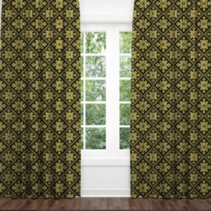 Штори Чорно жовта вишиванка геометричні орнаменти візерунки етнічний стиль Фотоштора ВСІ розміри