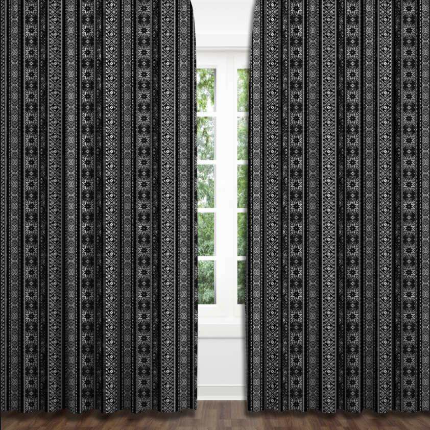 Штори Фотоштори сіро чорно геометричні орнаменти візерунки етнічний стиль 2 Фотоштора ВСІ розміри