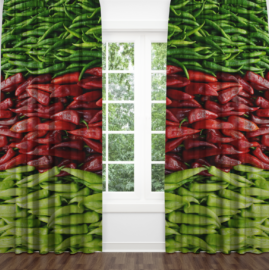 Штори Гострі перці овочі зелені червоні Фотоштора ВСІ розміри