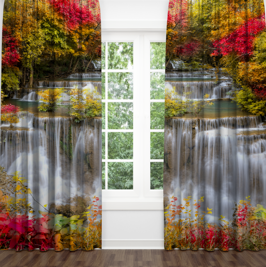 Штори Водоспад природа ліс Фотоштора ВСІ розміри