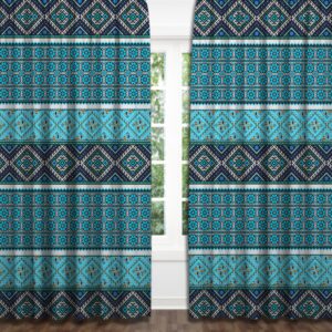 Штори Бірюзові вишиванка геометричні орнаменти візерунки етнічний стиль 2 Фотоштора ВСІ розміри