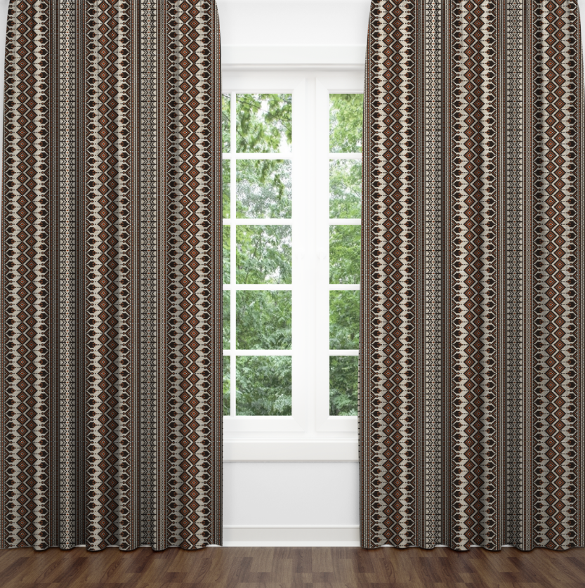 Штори Біло коричневі геометричні орнаменти візерунки етнічний стиль 3 Фотоштора ВСІ розміри