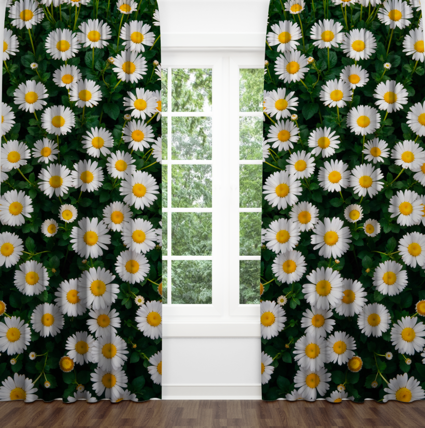 Штори Білі ромашки польові квіти Фотоштора ВСІ розміри