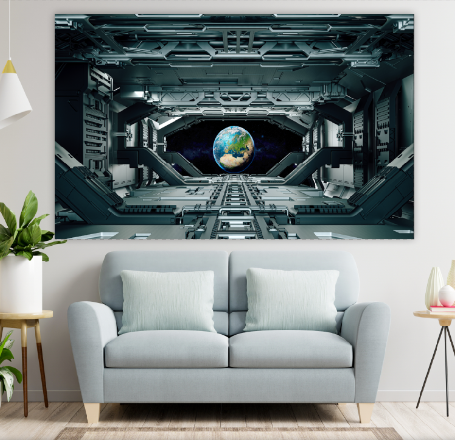 Картина панно космос космічний корабель планета земля