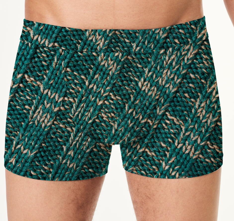 Труси боксери чоловічі Текстура в'язаного светра зелений ВСІ розміри Преміум тканина