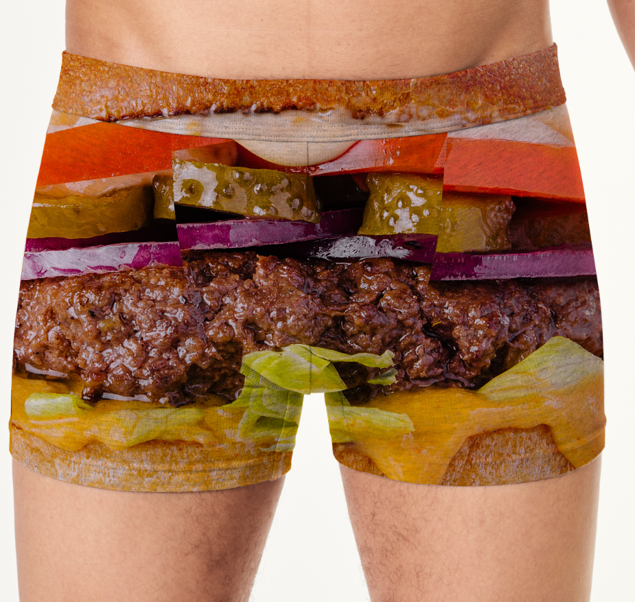 Труси боксери чоловічі Текстура бургера смажене м'ясо їжа 1 ВСІ розміри Преміум тканина