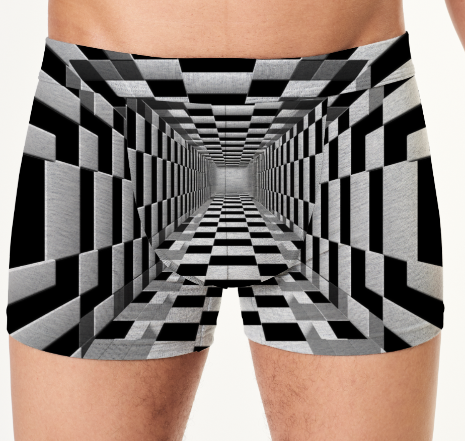 Труси боксери чоловічі Оптична ілюзія геометричні чорно білі ВСІ розміри Преміум тканина