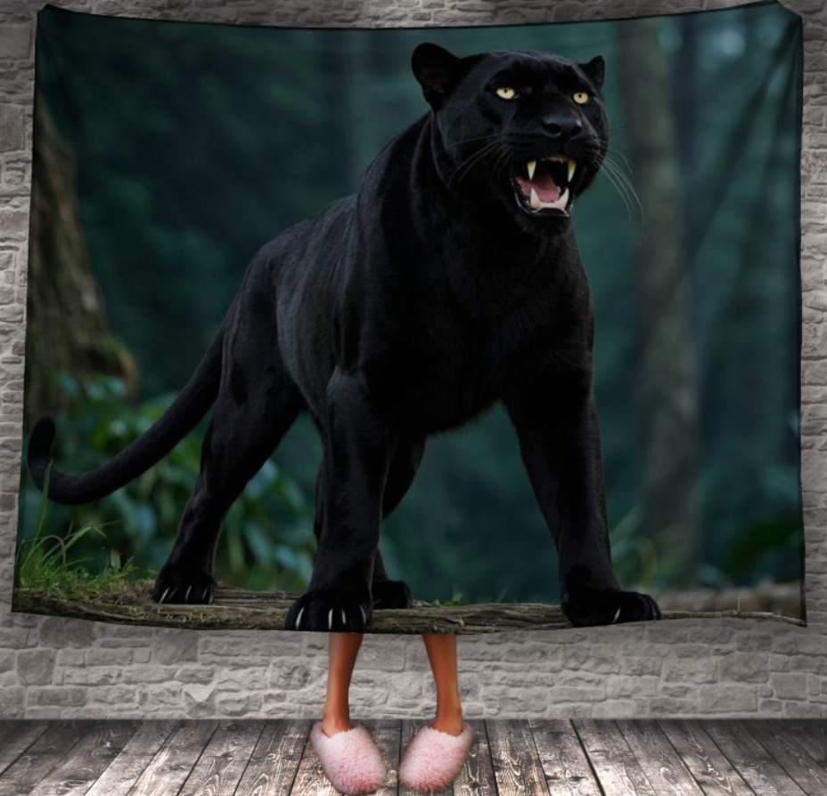 Плед Чорна пантера велика тварина кішка 150х200 см