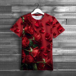 Футболка Червоні троянди пелюстки квіти ВСІ розміри унісекс 3D принт Преміум тканина