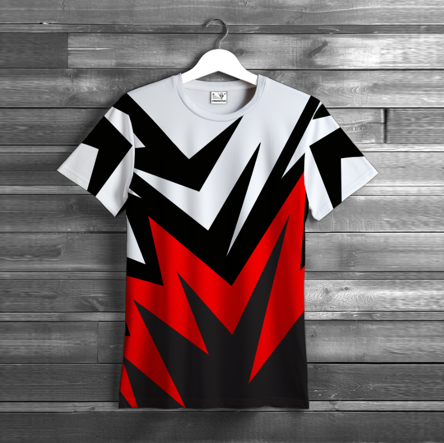 Футболка Червона біла чорна абстракція геометрична ВСІ розміри унісекс 3D принт Преміум тканина
