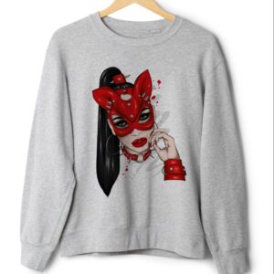 Світшот Дівчина маска кішки БДСМ 1 оверсайз унісекс Преміум тканина
