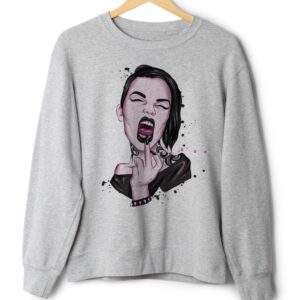 Світшот Дівчина крута гот показує середній палець оверсайз унісекс Преміум тканина