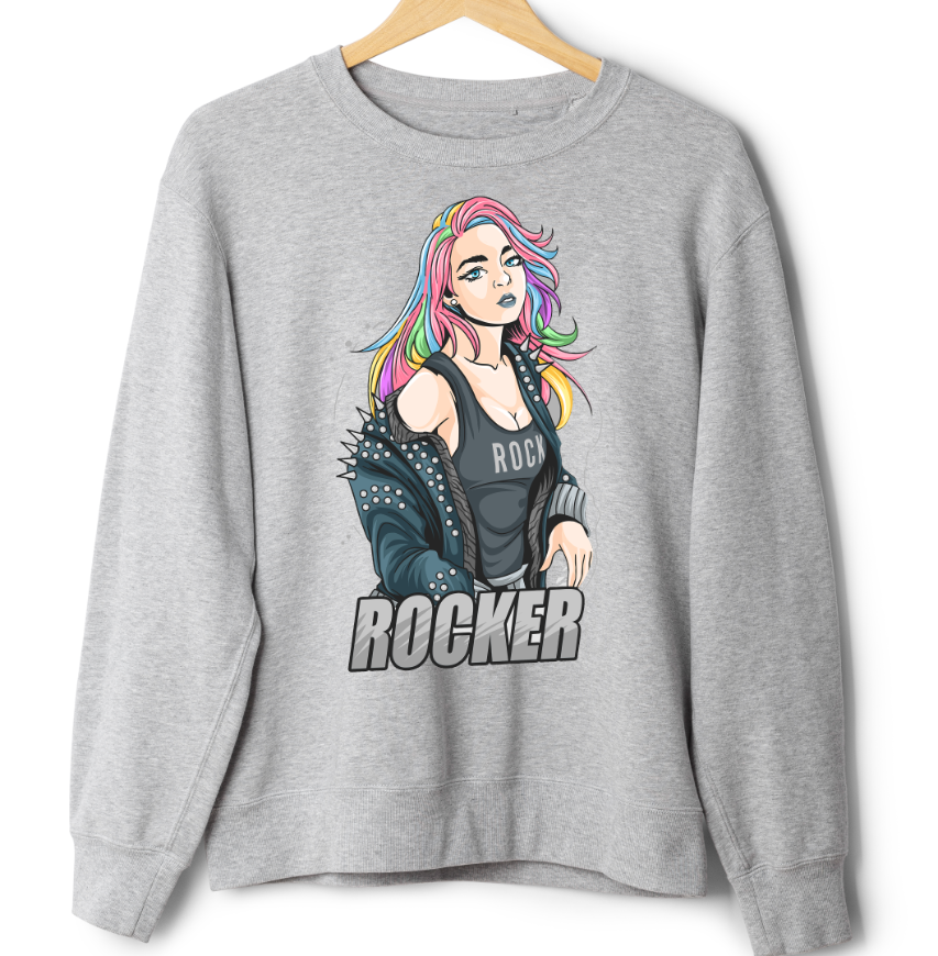 Світшот Дівчина з фарбованим волоссям рок рокер арт оверсайз унісекс Преміум тканина