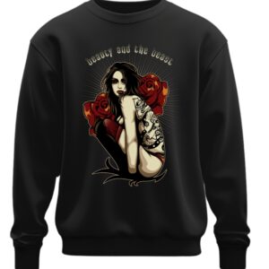 Світшот Гарна дівчина з тату готика троянди оверсайз унісекс Преміум тканина