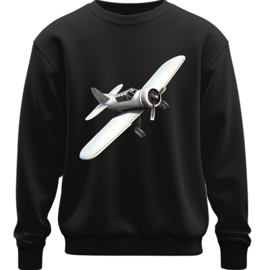 Світшот Білий ретро літак оверсайз унісекс Преміум тканина