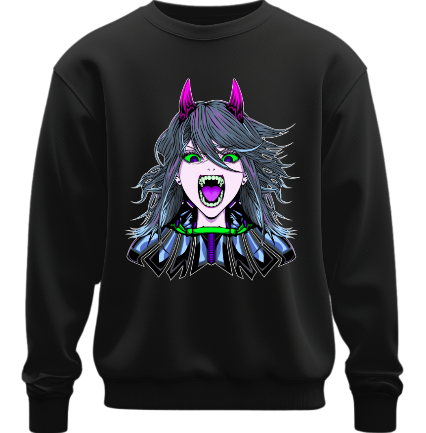 Світшот Аніме дівчина вампірша демон хорор оверсайз унісекс Преміум тканина