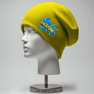 Шапка "Напис Україна прапор вибух фарби" унісекс з принтом ВСІ розміри