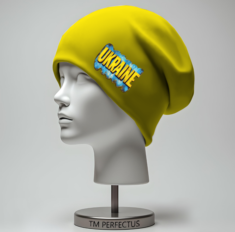 Шапка "Напис Україна прапор 2" унісекс з принтом ВСІ розміри