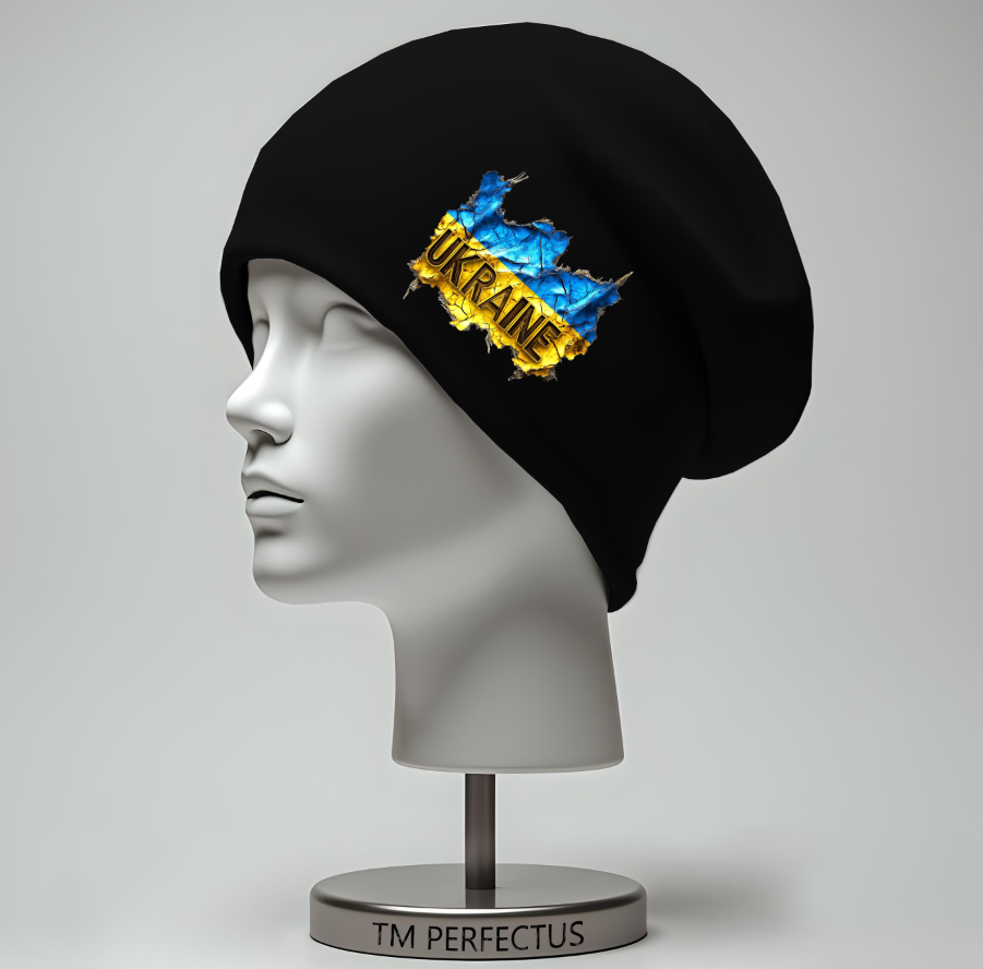 Шапка "Напис Україна прапор" унісекс з принтом ВСІ розміри