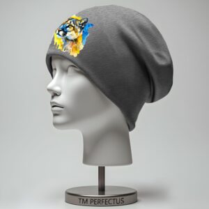 Шапка "Леопард акварель велика кішка жовто блакитна 2" унісекс з принтом ВСІ розміри