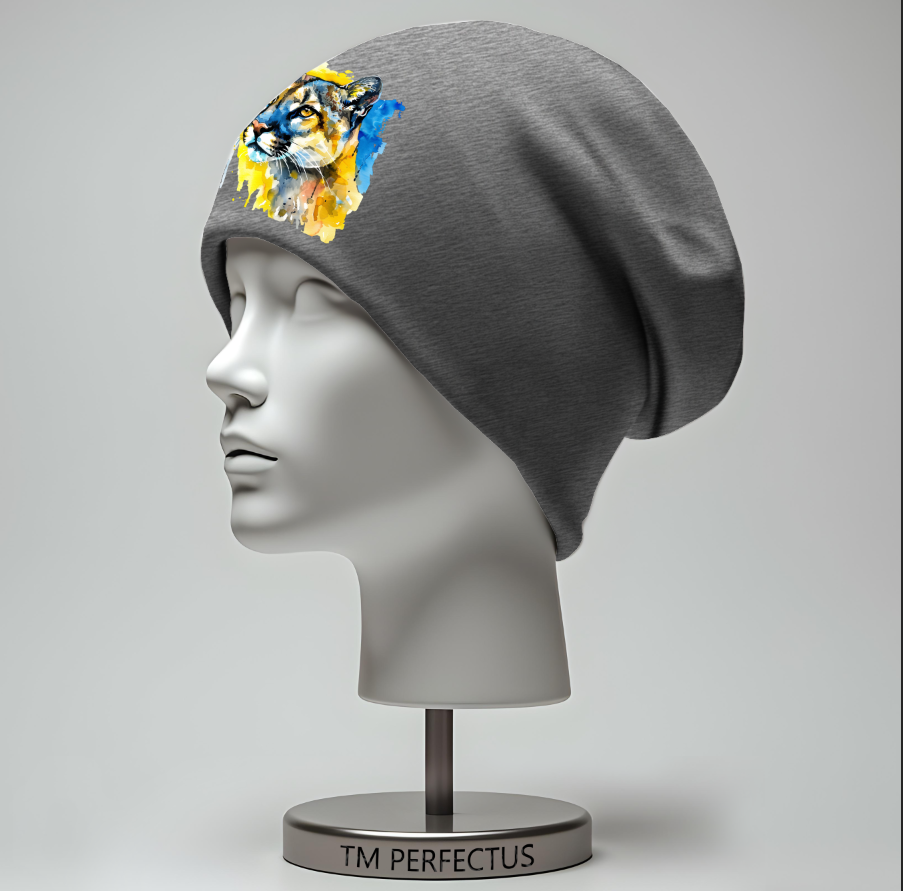 Шапка "Леопард акварель велика кішка жовто блакитна 2" унісекс з принтом ВСІ розміри
