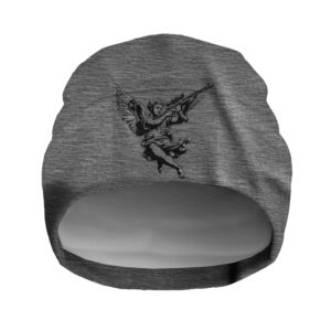 Шапка біні "Янгол з автоматом" унісекс з принтом ВСІ розміри