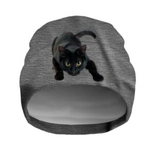 Шапка біні "Чорна кішка" унісекс з принтом ВСІ розміри