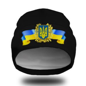 Шапка біні "Тризуб герб України прапор 3" унісекс з принтом ВСІ розміри