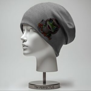 Шапка біні "Стильна жаба дівчина мем робить селфі" унісекс з принтом ВСІ розміри