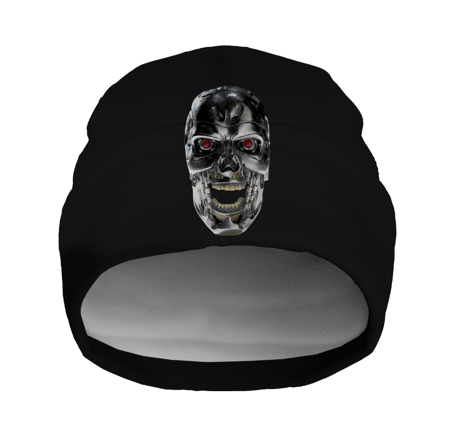 Шапка біні "Сталевий череп Термінатор" унісекс з принтом ВСІ розміри