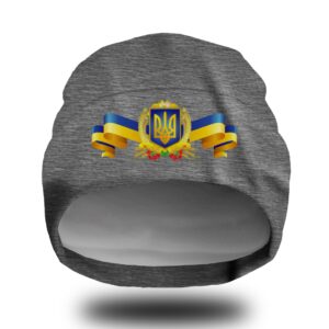 Шапка біні "Прапор тризуб України арт 7" унісекс з принтом ВСІ розміри