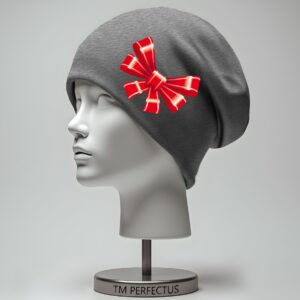 Шапка біні "Подарунковий бант стрічка червона" унісекс з принтом ВСІ розміри