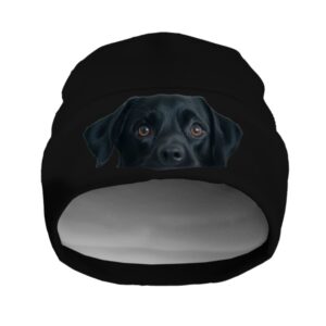 Шапка біні "Погляд чорного песика собаки" унісекс з принтом ВСІ розміри