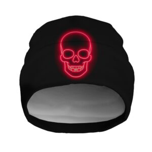 Шапка біні "Неоновий червоний череп готика" унісекс з принтом ВСІ розміри