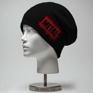 Шапка біні "Напис метал рок музика" унісекс з принтом ВСІ розміри