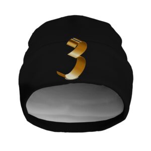 Шапка біні "З цифрою три 3" унісекс з принтом ВСІ розміри