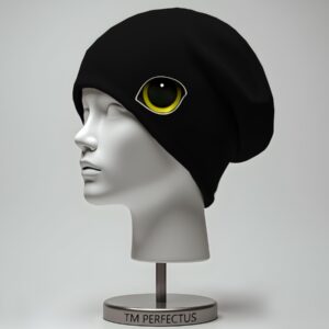 Шапка біні "З оком кішки" унісекс з принтом ВСІ розміри