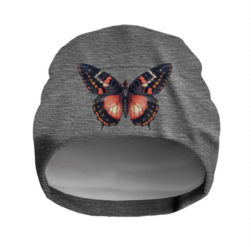 Шапка біні "З метеликом 1" унісекс з принтом ВСІ розміри
