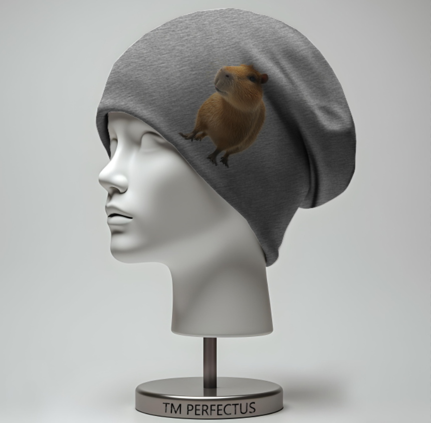 Шапка біні "З капібарою" унісекс з принтом ВСІ розміри