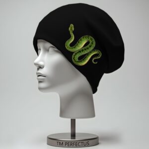 Шапка біні "Зелена змія рептилія" унісекс з принтом ВСІ розміри