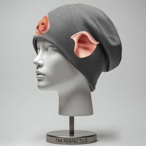 Шапка біні "З вухами мордою носом свині прикол" унісекс з принтом ВСІ розміри